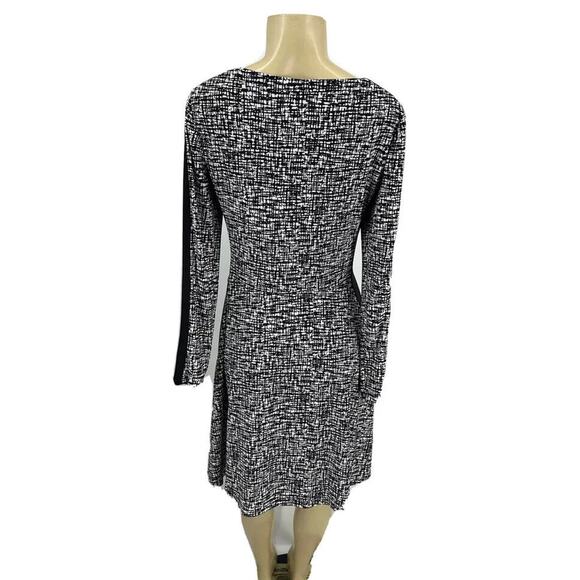 Lauren Ralph Lauren Womens Black/White Abstract Long Sleeve A-Line Dress Size 12 - Picture 3 of 6